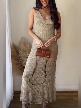 Zara Metallic thread knit dress Gold